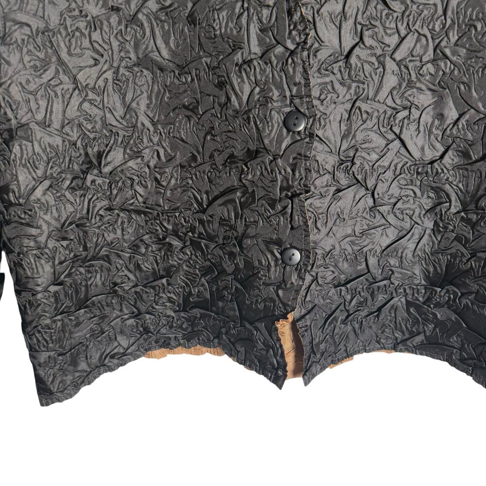Itsu Popcorn Crinkled Black Brown Reversible Lightweight Jacket Sz M - Picture 6 of 10